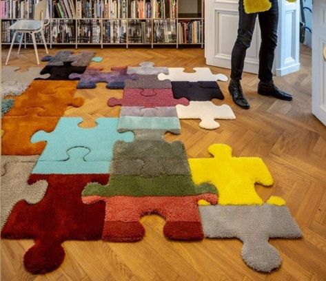 Puzzle Piece Carpet, Puzzle Piece Rug, Puzzle Rug, Game Corner, Puzzle Room, Make A Rug, Big Carpet, Meow Wolf, Funky Style