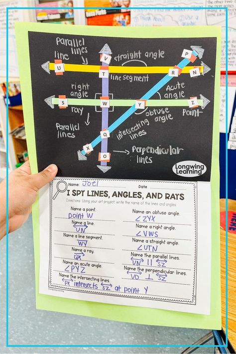 Geometry Project Ideas, Types Of Angles Project, Math Projects Elementary, Angles Activities, Angles Math Activity, Teaching Angles, 5th Grade Geometry, Teach Angles, Geometry Classroom