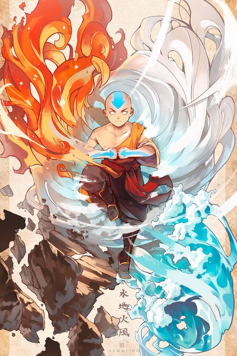 Avatar, Hamm Ling on ArtStation at https://www.artstation.com/artwork/A9DeNq Fan Art Avatar, Leg Tats, Avatarul Aang, Avatar Tattoo, Aang The Last Airbender, Avatar Ang, Nerdy Jokes, Avatar Art, Sejarah Kuno