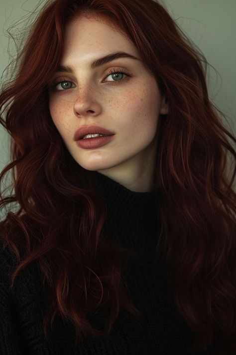 Dark Red Hair Pale Skin Blue Eyes, Dark Ginger Hair Aesthetic, Dark Red Hair Green Eyes, Red Hair Woman Over 40, Dark Red Hair Aesthetic, Red Hair Pale Skin, Red Hair And Green Eyes, Dark Ginger Hair, Dark Copper Hair Color