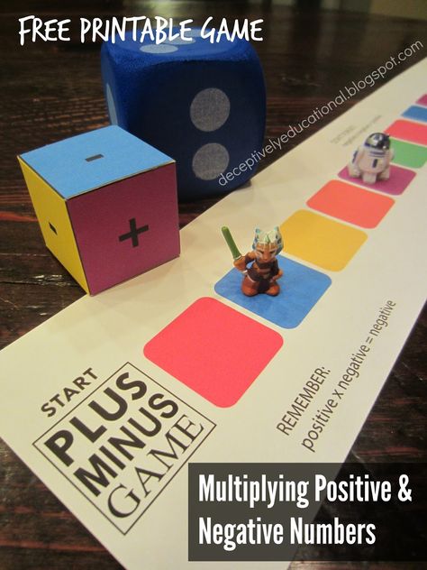 Relentlessly Fun, Deceptively Educational: Plus Minus Printable Game (Multiplying Positive & Negative Numbers) Negative Numbers Activities, Math Integers, Math Made Easy, Math Tutoring, Algebra Activities, Maths Games, Rational Numbers, Negative Numbers, Direct Instruction