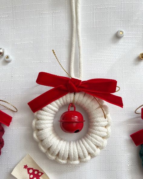 Macrame Ornament Set, Personalized Christmas Ornament, Ornament Gift Set, Christmas Decoration Festive, Wooden Ornament Colorful Bell - Etsy Embroidered Christmas Ornaments, Beaded Christmas Decorations, Christmas Decorations Diy Crafts, Holiday Crochet, Christmas Classroom, Wooden Ornament, Christmas Crochet Patterns, Handmade Christmas Decorations, Holiday Crafts Christmas