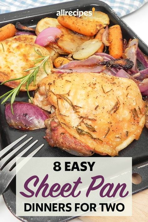 Sheet Pan Dinner For One, Sheet Pan Dinner For Two, Sheet Pan Dinners For 2, Sheet Pan Meals For Two, Pan Sausage Recipes, 1 Pan Meals Easy Dinners, Light Dinners For Two, Cooking For Two Healthy, Sheet Pan Chicken Recipes