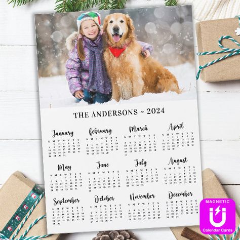 Christmas And New Year Cards, Family Dates, Calendar Photo, Calendar Cards, Dog Calendar, New Year Cards, Baby Event, 12 Month Calendar, Magnetic Calendar