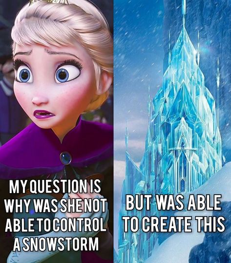 #elsa #powers #ice #icecastle #disney #meme #fyp #frozen #funny Frozen Jokes, Disney Memes Funny Hilarious, Frozen Funny, Ice Powers, Disney Memes Clean, Frozen Meme, Disney Princess Memes, Disney Quotes Funny, Frozen Memes