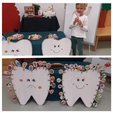 Dental Activities For Kids, Food For Teeth, Dental Activities, Tooth Preschool, Dental Health Preschool Crafts, Healthy Food Activities For Preschool, Happy Tooth, Hygiene Activities, Dental Health Activities