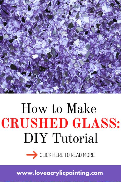 Crushed Glass Heart Art, How To Do Glass Art, Crush Glass Diy, How To Crush Glass Diy, How To Break Glass For Crafts, Glass And Resin Art Projects, Shattered Glass Art Diy, How To Make Crushed Glass Art On Canvas, Crushed Glass Art Diy