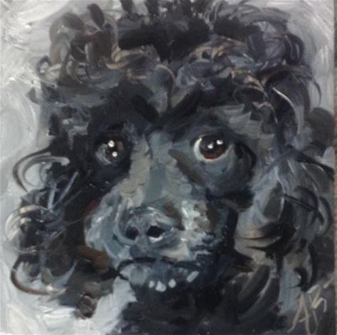 Daily Paintworks - "Black Poodle" - Original Fine Art for Sale - © Annette Balesteri Poodle Drawing, Black Poodle, Tea Cup Poodle, Poodle Grooming, 강아지 그림, Canine Art, Poodle Mix, 수채화 그림, Poodle Puppy