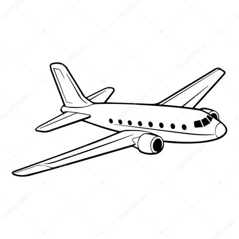 Vector illustration of a minimalist airplane outline icon, ideal for web and graphic projects. Airplane Outline, Plane Vector, Airplane Vector, Graphic Projects, Vector Illustration, Illustrations, Quick Saves