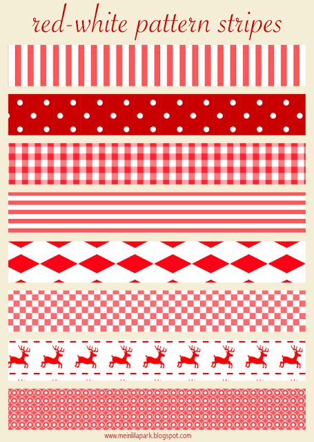 FREE printable red and white Christmas scrapbooking stripes - trim parcels, envelopes, wraps and cookie bags with them! Digital Paper Free, Christmas Scrapbooking, Free Printable Planner Stickers, Red And White Christmas, Red White Christmas, Christmas Patterns, Hanging Flower Wall, Planner Printables Free, Christmas Scrapbook