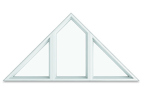 White Triangle Window Trapezoid Windows, A Frame Ideas, Specialty Windows, Triangle Window, Grid Ideas, Shaped Windows, Replacement Windows, Lake House Ideas, Beautiful Windows