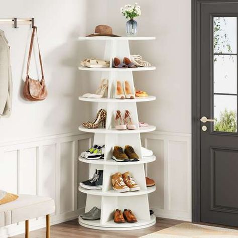 Revolving Shoe Rack, Lazy Susan Shoe Rack, Spinning Shoe Rack, Shoe Carousel, Rotating Shoe Rack, Wood Shoe Storage, Shoe Rack Entryway, Shoe Storage Shelf, Entryway Shoe