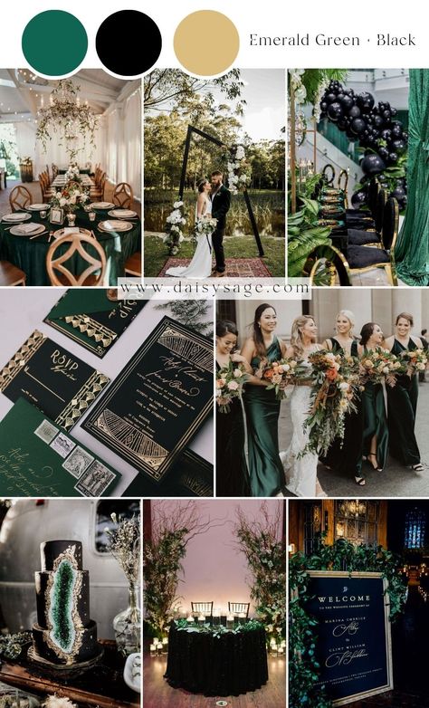 Emerald Green Wedding Colors Scheme, Green Wedding Color Schemes, Emerald Wedding Colors, Emerald Green Wedding Theme, Wedding Color Themes, Clear Wedding Invitations, Green Gold Weddings, Wedding Theme Color Schemes, Dark Green Wedding