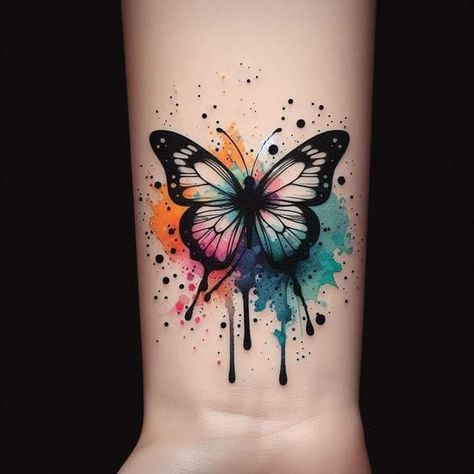 Colorful Butterfly Tattoos For Women, Butterfly Watercolor Tattoo, Butterflies Tattoo Designs, Nail Butterflies, Wallpapers Butterflies, Watercolor Tattoos For Women, Hairstyle Butterfly, Party Decorations Butterfly, Butterfly Draw