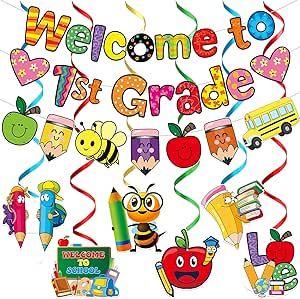 Welcome To 1st Grade, First Day Of 1st Grade, Back To School Decorations, 1st Grade Classroom, Hanging Decorations, School Decorations, 1st Grade, Grade 1, Classroom Decorations