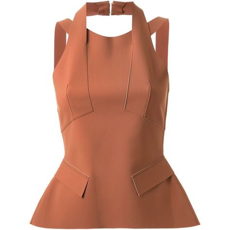 Scanlan Theodore 'Double Scuba' top ($370) ❤ liked on Polyvore featuring tops, brown and brown tops Peplum Outfits, Scuba Top, Sewing Blouses, Scanlan Theodore, Myanmar Dress, Designer Blouses, Fashion Sewing Pattern, Professional Dresses, Vogue Fashion