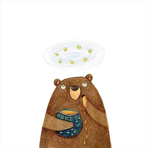 sweet Honey Illustration, Bear Illustration, Honey Bear, Unicorn Art, Bear Art, Illustration Inspiration, Childrens Illustrations, Children's Book Illustration, A Drawing