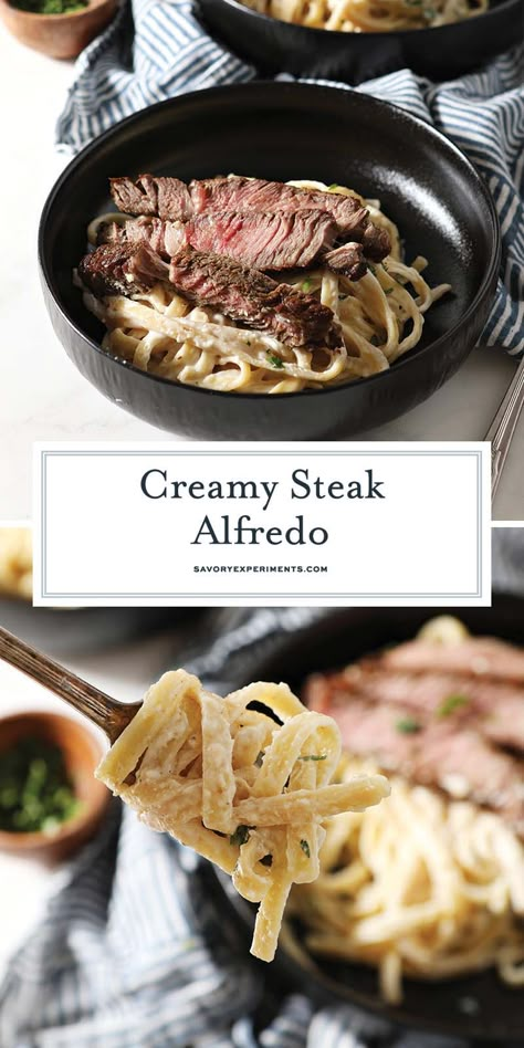 Steak Alfredo Pasta Recipes Easy, Pasta Recipes Steak, Steak And Alfredo Pasta, Creamy Steak Pasta Recipes, Creamy Cajun Steak Alfredo, Steak Fettucini Alfredo, Steak Fettuccine Alfredo, Steak Alfredo Pasta Recipes, Beef Alfredo Pasta