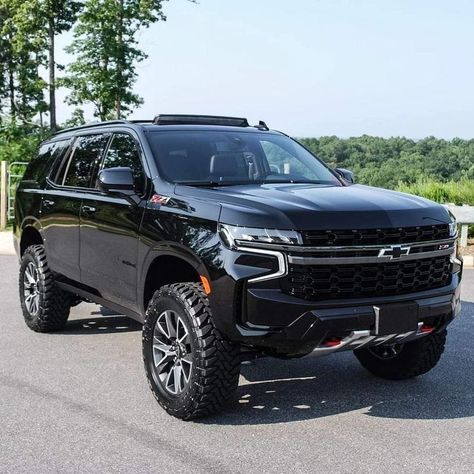 2021 Chevy Tahoe Z71 Lifted, Lifted Chevy Tahoe, Black Tahoe, Chevy Tahoe Ltz, Chevy Tahoe Z71, Lifted Chevy, Dream Cars Jeep, Chevy Suburban, Gm Trucks