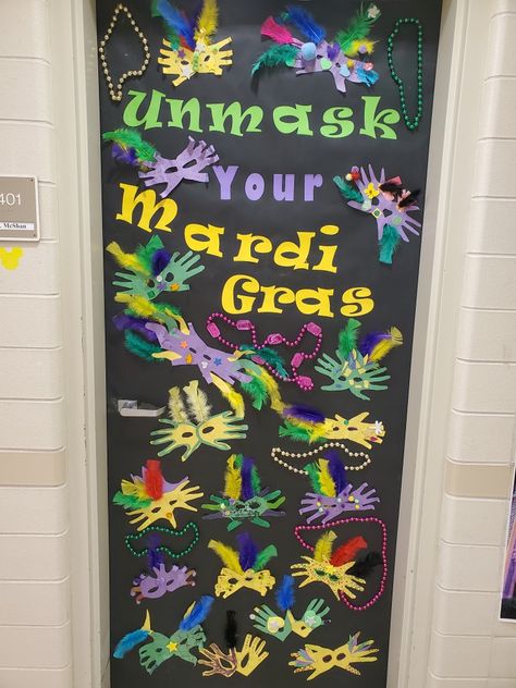 Mardi Gras Classroom Door Decorations, Mardi Gras Classroom Door, Mardi Gras Classroom, Classroom Door Decorations, Class Door, Door Decorations Classroom, Mardi Gras Party, Classroom Door, Door Decor