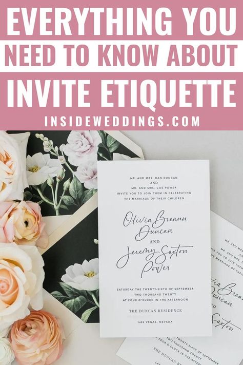 Wedding etiquette expert Anna Post shares what you need to know about wedding invitations! Invitation Etiquette, Wedding Invitation Etiquette, The Guest List, Four O Clock, Wedding Etiquette, Admit It, Admit One, The Guest, Guest List