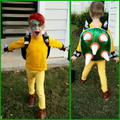 Diy Bowser costume. King Koopa costume. Halloween. Bowser Junior Costume, Women Bowser Costume, Easy Bowser Costume, Homemade Bowser Costume, Diy Mario Party Costume, Bowser Jr Costume, Super Mario Brothers Costumes, King Koopa Costume, Bowser Makeup Halloween