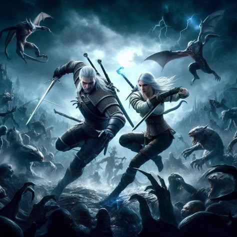 geralt and ciri from the witcher 3. || © generated by ai. Geralt And Ciri Wallpaper, Witcher Artwork, Witcher Oc, Tomb Raider Video Game, Witcher Game, Geralt And Ciri, Witcher Wallpaper, Witcher 2, The Witcher Wild Hunt