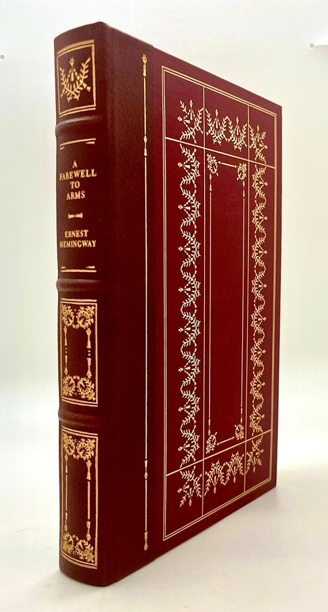 Leather Farewell to Arms by Ernest Hemingway, 1979, Vintage Gilded Quarter Leather Franklin Library Collectors Edition Book, See Condition! Illustrated by Bernard Fuchs This book is in better than condition with shelf wear to the exterior and edge gildings as shown in the photos. Bindings are tight and pages clean and clear. Quarter Leather Binding with a Hubbed Spine with a Gilded Cover Design. It also features: Decorative Endpapers, a Satin Ribbon Page Marker, Gilded Page Edges, Long-lasting, High Quality Acid-neutral Paper, and Illustrations! Antique Book Covers, Ornate Books, Rubaiyat Of Omar Khayyam, Leather Book Covers, Leather Binding, Leather Bound Books, Leather Book, Antiquarian Books, Ernest Hemingway