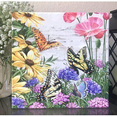 Painted Apparel, Flower Garden Drawing, Dona Gelsinger, Butterfly Art Painting, Garden Frame, Garden Drawing, Butterfly Canvas, Butterfly Drawing, Cloth Material