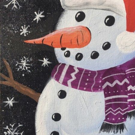 Easy Christmas Paintings - Step By Step Painting With Tracie Kiernan Snowmen At Night, Paintings Easy, Christmas Paintings On Canvas, Painting Christmas, Canvas Painting Tutorials, Simple Canvas Paintings, Snowman Painting, Holiday Painting, Easy Canvas Painting