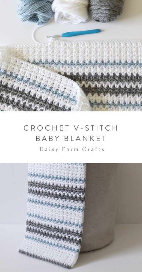 V Stitch Crochet, Crochet Baby Blanket Free Pattern, Stitch Blanket, Baby Afghan Crochet, V Stitch, Crochet Afghans, Baby Blanket Pattern, Baby Blanket Crochet Pattern, Crochet Stitch