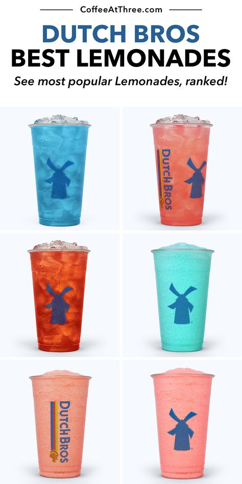 Best Dutch Bros Lemonades Dutch Bros Non Coffee Drinks, Dutch Bros Lemonade, Dutch Bros Smoothies, Dutch Bros Teas, Dutch Bros Drinks Lemonade, Dutch Bros Secret Menu, Dutch Brothers, Red Bull Drinks, Best Non Alcoholic Drinks