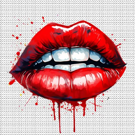 Mouth Png, Lip Png, Mouth Painting, Lips Illustration, Pop Art Lips, Lips Art Print, Lips Painting, Female Lips, Red Png