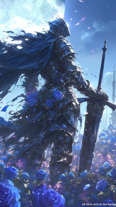 【LAST KNIGHT】 ⁀➷ Wallpaper ✪ Blue Knight Fantasy Art, Blue Knight Art, Black Knight Fantasy Art, Dark Fantasy Knight, Knight Of Flowers, Knight Pfp, Angel Knight, Fallen Knight, Anime People Drawings