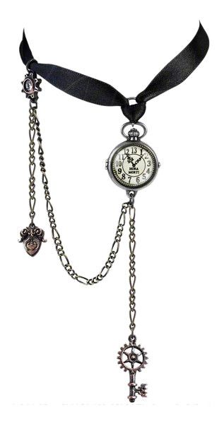 Timepiece+Choker+Necklace Diy Punk Necklace, Steampunk Choker, Time Accessories, Mode Steampunk, Steampunk Goth, Alchemy Gothic, Steam Punk Jewelry, Old Fashion Dresses, Steampunk Accessories