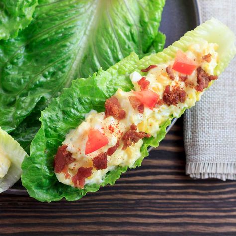 Egg Salad Bacon, Bacon And Egg Salad, Paleo Mayonnaise Recipe, Keto Blt, Salad Boats, Bacon Egg Salad, Keto Egg Salad, Salad Cups, Salad Bacon