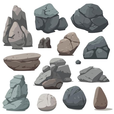 Rocks Digital Painting, Stone Digital Art, Rocks Illustration, Stone Illustration, Background Reference, Food Illustration Art, Standing Stone, Level Design, Technology Icon