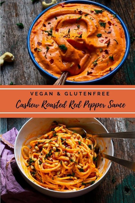 Everyday Dinners, Pepper Sauce Recipe, Cashew Sauce, Roasted Red Pepper Sauce, Red Pepper Sauce, Roasted Cashews, Vegan Sauces, Grilled Sandwich, Roasted Red Pepper