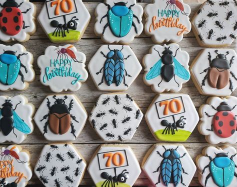 June Bug Birthday Theme, Bug Decorated Cookies, Insect Cookies Decorated, Bug Cookies Decorated, Bug Sugar Cookies, Business Cookies, Insect Cookies, Bug Cookies, Bug Birthday Party