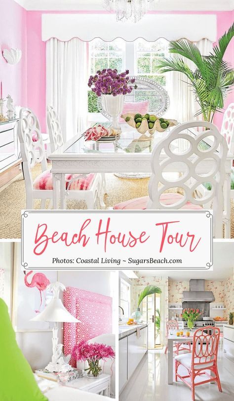 Beach Cottage Fireplace, Bright Beach Decor, Beach Living Rooms, Beach Dining Room, Coastal Kitchens, Palm Beach Decor, Coastal Decorating Ideas, Beach House Tour, Cottage Beach House