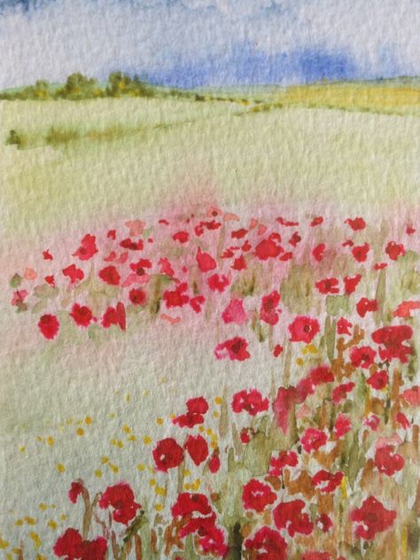 Watercolour Poppies, Watercolour Poppy, Poppy Field Drawing, Poppy Watercolour Painting, Poppy Field Watercolor, Poppy Seed Heads Watercolour, Poppy Flower Painting, Poppy Art, Watercolor Poppies