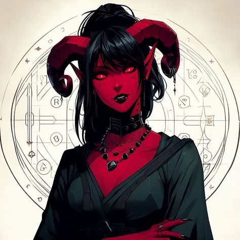 Red Tiefling Woman, Dnd Tiefling Character Design, Dnd Female Tiefling, Female Tiefling Art, Red Tiefling, Female Devil, Female Tiefling, Tiefling Female, Tomboy Art