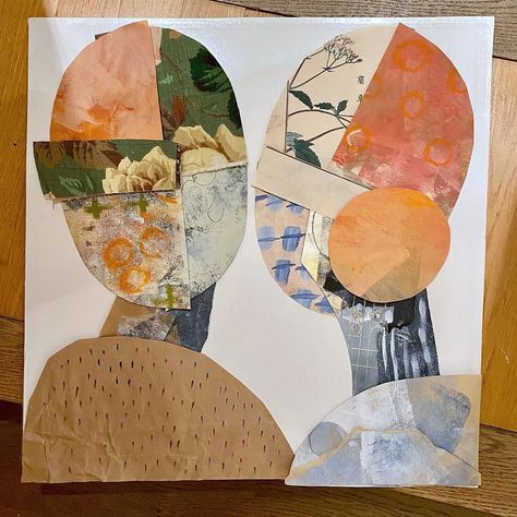 Kate Welch on Instagram: “Abstract Heads. Early progress shots…” Paper On Canvas, Collage Artists, Old Paper, Vintage Ephemera, Mixed Media Collage, Surface Design, Contemporary Art, Mixed Media, Acrylic Painting