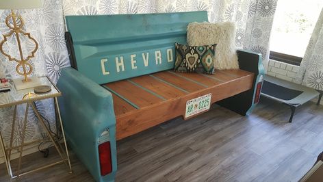 Bench Tailgate Bench Mancave Decor Garage Furniture - Etsy Ford Tailgate Bench, Chevy Tailgate Bench, Truck Tailgate Bench, Tailgate Bench, Garage Furniture, Car Part Furniture, Truck Tailgate, Bed Floor, Entryway Mudroom