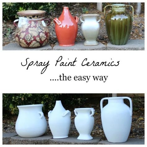 Spray Paint Ceramic, Spray Painting Glass, Ceramic Vases Diy, Decor Upcycle, Free Home Decor, Spray Paint Projects, Spray Paint Furniture, Painting Ceramics, Diy Spray Paint