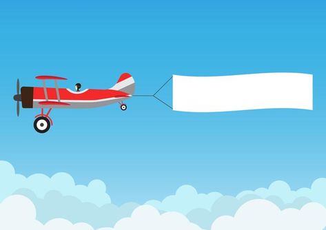 Retro airplane flying with advertising banner on blue sky - Vector illustration Airplane Banner, Retro Airplane, Flying Banner, Airplane Quilt, Scrapbook Letters, Advertising Banner, Airplane Theme, Scrapbook Images, Airplane Flying