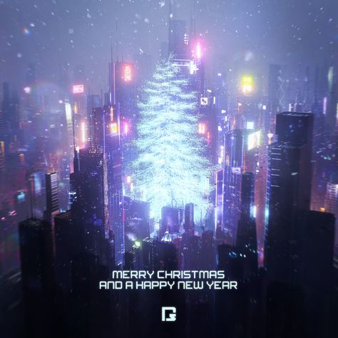 ArtStation - Cyberpunk Christmas haha, Rutger van de Steeg Cyberpunk Christmas, Futuristic Christmas, New Year Post, Happy New Year Wallpaper, New Year Art, New Year Wallpaper, A Happy New Year, Winter Wallpaper, Thanks To Everyone