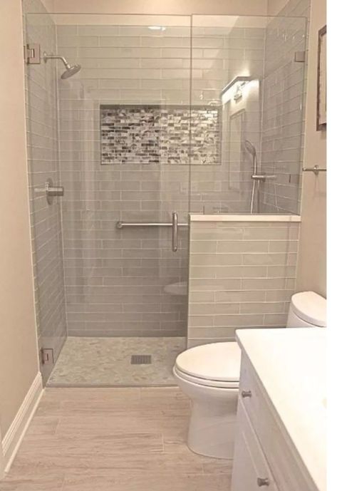 Half Wall Shower, Small Shower Remodel, Small Bathroom Renovations, Small Bathroom Renovation, Bathroom Remodel Shower, Bathroom Remodel Designs, Small Bathrooms, Small Bathroom Design, Bathroom Layout