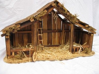 Diy Nativity Stable, Christmas Crib Ideas, Nativity Scene Diy, Nativity Scene Display, Willow Tree Nativity, Nativity Creche, Nativity Stable, Outdoor Nativity, Christmas Manger