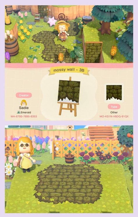 Mossy Stone Path Animal Crossing, Mossy Brick Path Animal Crossing, Acnh Mossy Brick Path, Mossy Stone Path Acnh, Animal Crossing Mossy Path, Mossy Path Acnh, Acnh Mossy Stone, Acnh Mossy Stone Paths, Acnh Summer